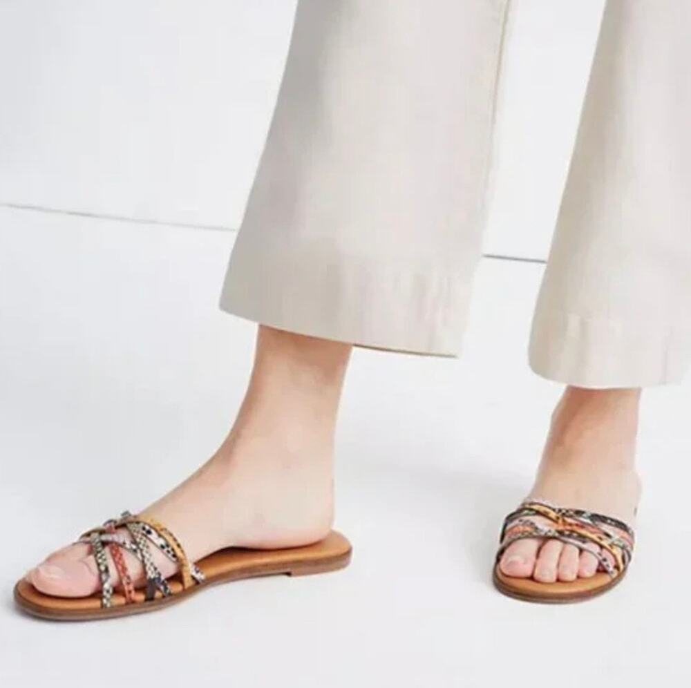 Madewell The Tracie Crisscross Slide Sandal in Snake Embossed Leather